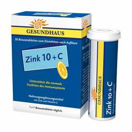 Abbildung: Zink 10 + C Brausetabletten Brausetabletten, 20 St PZN 01247122