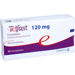 Abbildung: Telfast 120 mg Filmtabletten 50 St, Filmtabletten PZN 01248340