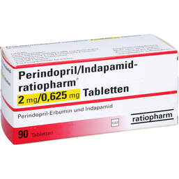 Abbildung: Perindopril Indapamid Ratiopharm 2mg / 0,625mg Tabletten 90 St, Tabletten PZN 01249026