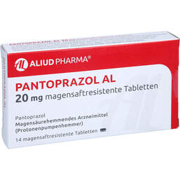 Abbildung: Pantoprazol AL 20 mg magensaftresistente Tabletten 14 St, Tabletten magensaftresistent PZN 01249150