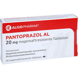 Abbildung: Pantoprazol AL 20 mg magensaftresistente Tabletten 28 St, Tabletten magensaftresistent PZN 01249167