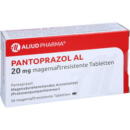 Abbildung: Pantoprazol AL 20 mg magensaftresistente Tabletten 56 St, Tabletten magensaftresistent PZN 01249173