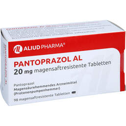 Abbildung: Pantoprazol AL 20 mg magensaftresistente Tabletten 98 St, Tabletten magensaftresistent PZN 01249196