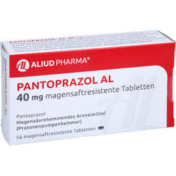 Abbildung: Pantoprazol AL 40 mg magensaftresistente Tabletten 56 St, Tabletten magensaftresistent PZN 01249227