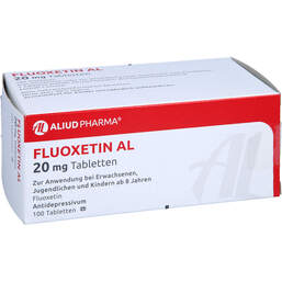 Abbildung: Fluoxetin AL 20 mg Tabletten 100 St, Tablette zur Herstellung einer Suspension zum Einnehmen PZN 01251738