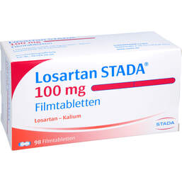 Abbildung: Losartan STADA 100mg Filmtabletten 98 St, Filmtabletten PZN 01256262