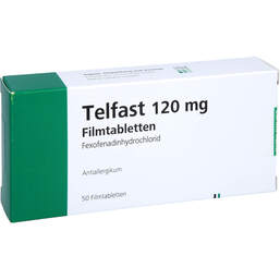 Abbildung: Telfast 120 mg Filmtabletten 50 St, Filmtabletten PZN 01260499