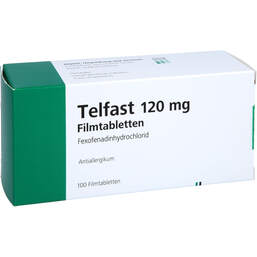 Abbildung: Telfast 120 mg Filmtabletten 100 St, Filmtabletten PZN 01260507