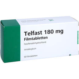 Abbildung: Telfast 180 mg Filmtabletten 50 St, Filmtabletten PZN 01260559