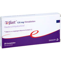 Abbildung: Telfast 120 mg Filmtabletten 20 St, Filmtabletten PZN 01263055