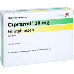 Abbildung: Cipramil 20 mg Filmtabletten 100 St, Filmtabletten PZN 01265700