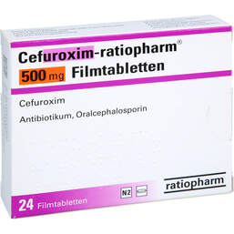Abbildung: Cefuroxim ratiopharm 500 mg Filmtabletten 24 St, Filmtabletten PZN 01267024