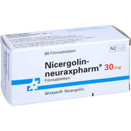 Abbildung: Nicergolin neuraxpharm 30 mg Filmtabletten 60 St, Filmtabletten PZN 01267171
