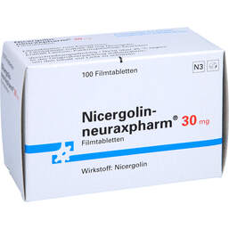 Abbildung: Nicergolin neuraxpharm 30 mg Filmtabletten 100 St, Filmtabletten PZN 01267188
