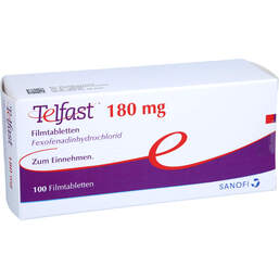 Abbildung: Telfast 180 mg Filmtabletten 100 St, Filmtabletten PZN 01277270