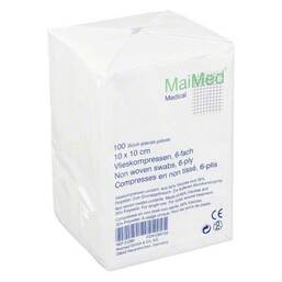 Abbildung: Vlieskompressen 10x10 cm unsteril 6fach 100 St, Kompressen PZN 01280102