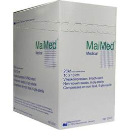 Abbildung: Vlieskompressen 10x10 cm steril 6fach 25X2 St, Kompressen PZN 01280148