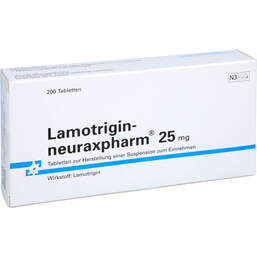 Abbildung: Lamotrigin neuraxpharm 25 mg Tabletten 200 St, Tablette zur Herstellung einer Suspension zum Einnehmen PZN 01281449
