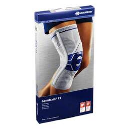 Abbildung: Genutrain Kniebandage P3 links Größe 4 titan Bandage, 1 St PZN 01285192