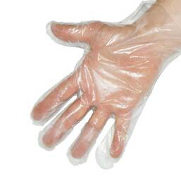 Abbildung: Handschuhe PE Herren Polybeutel unsteril gehämm. 100 St, Handschuhe PZN 01288279