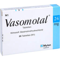 Abbildung: Vasomotal 24 mg Tabletten 20 St, Tabletten PZN 01289020