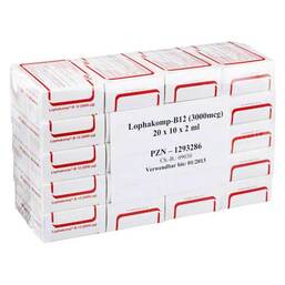 Abbildung: Lophakomp B 12 3000 µg Injektionslösung 200X2 ml, Ampullen PZN 01293286