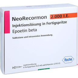 Abbildung: Neorecormon 2000 I.E. Injektionslösung in einer Fertigspritze 6 St, Injektionslösung PZN 01307864