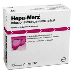 Abbildung: Hepa Merz Infusionskonz. Amp 10X10 ml, Infusionslösungskonzentrat PZN 01308303