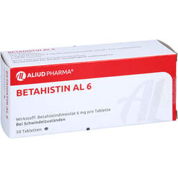 Abbildung: Betahistin AL 6 Tabletten 50 St, Tabletten PZN 01309159