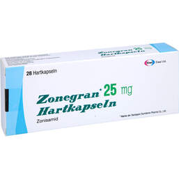 Abbildung: Zonegran 25 mg Hartkapseln 28 St, Hartkapseln PZN 01309627