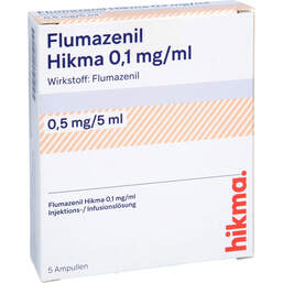 Abbildung: Flumazenil Hikma 0,5 mg / 5 ml Injektionslösung 5X5 ml, Injektionslösung PZN 01326057