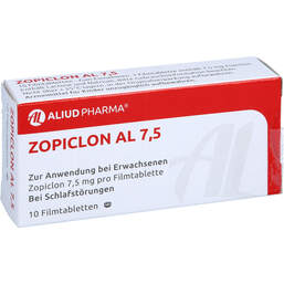 Abbildung: Zopiclon AL 7,5 Filmtabletten 10 St, Filmtabletten PZN 01332508