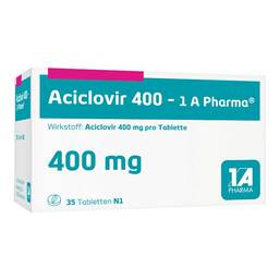 Abbildung: Aciclovir 400 1A Pharma Tabletten 35 St, Tabletten PZN 01332916