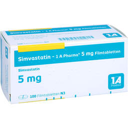 Abbildung: Simvastatin 1A Pharma 5 mg Filmtabletten 100 St, Filmtabletten PZN 01332939
