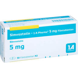 Abbildung: Simvastatin 1A Pharma 5 mg Filmtabletten 50 St, Filmtabletten PZN 01332945