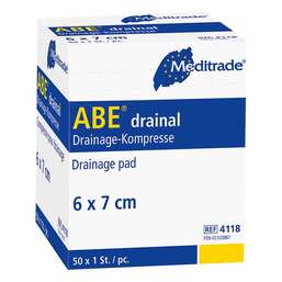 Abbildung: ABE Drainal Kompresse 6x7cm 5,5 - 50X1 St, Kompressen PZN 01333867