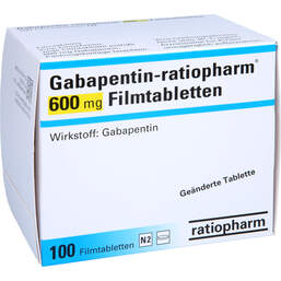 Abbildung: Gabapentin ratiopharm 600 mg Filmtabletten 100 St, Filmtabletten PZN 01339290