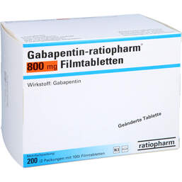 Abbildung: Gabapentin ratiopharm 800 mg Filmtabletten 200 St, Filmtabletten PZN 01339338