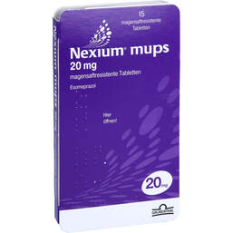 Abbildung: Nexium Mups 20 mg magensaftresistente Tabletten 15 St, Tabletten magensaftresistent PZN 01340040