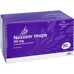 Abbildung: Nexium Mups 20 mg magensaftresistente Tabletten 90 St, Tabletten magensaftresistent PZN 01340123