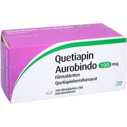 Abbildung: Quetiapin Aurobindo 100 mg Filmtabletten 100 St, Filmtabletten PZN 01340413