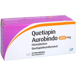 Abbildung: Quetiapin Aurobindo 200 mg Filmtabletten 50 St, Filmtabletten PZN 01341068