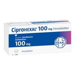 Abbildung: Ciprohexal 100 mg Filmtabletten 6 St, Filmtabletten PZN 01345764