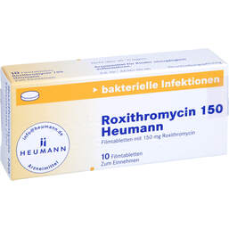 Abbildung: Roxithromycin 150 Heumann Filmtabletten 10 St, Filmtabletten PZN 01347881