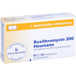 Abbildung: Roxithromycin 300 Heumann Filmtabletten 10 St, Filmtabletten PZN 01347964