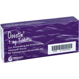 Abbildung: Ovestin 1 mg Tabletten 60 St, Tabletten PZN 01363584