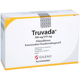 Abbildung: Truvada 200 mg / 245 mg Filmtabletten 3X30 St, Filmtabletten PZN 01380424