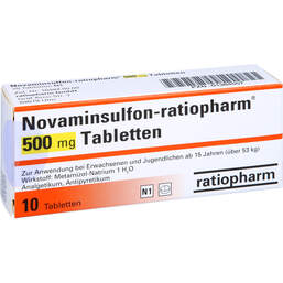 Abbildung: Novaminsulfon Ratiopharm 500 mg Tabletten 10 St, Tabletten PZN 01384557