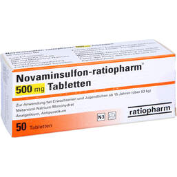 Abbildung: Novaminsulfon Ratiopharm 500 mg Tabletten 50 St, Tabletten PZN 01384563