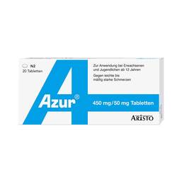 Abbildung: Azur Paracetamol plus Coffein Tabletten Tabletten, 20 St PZN 01384681